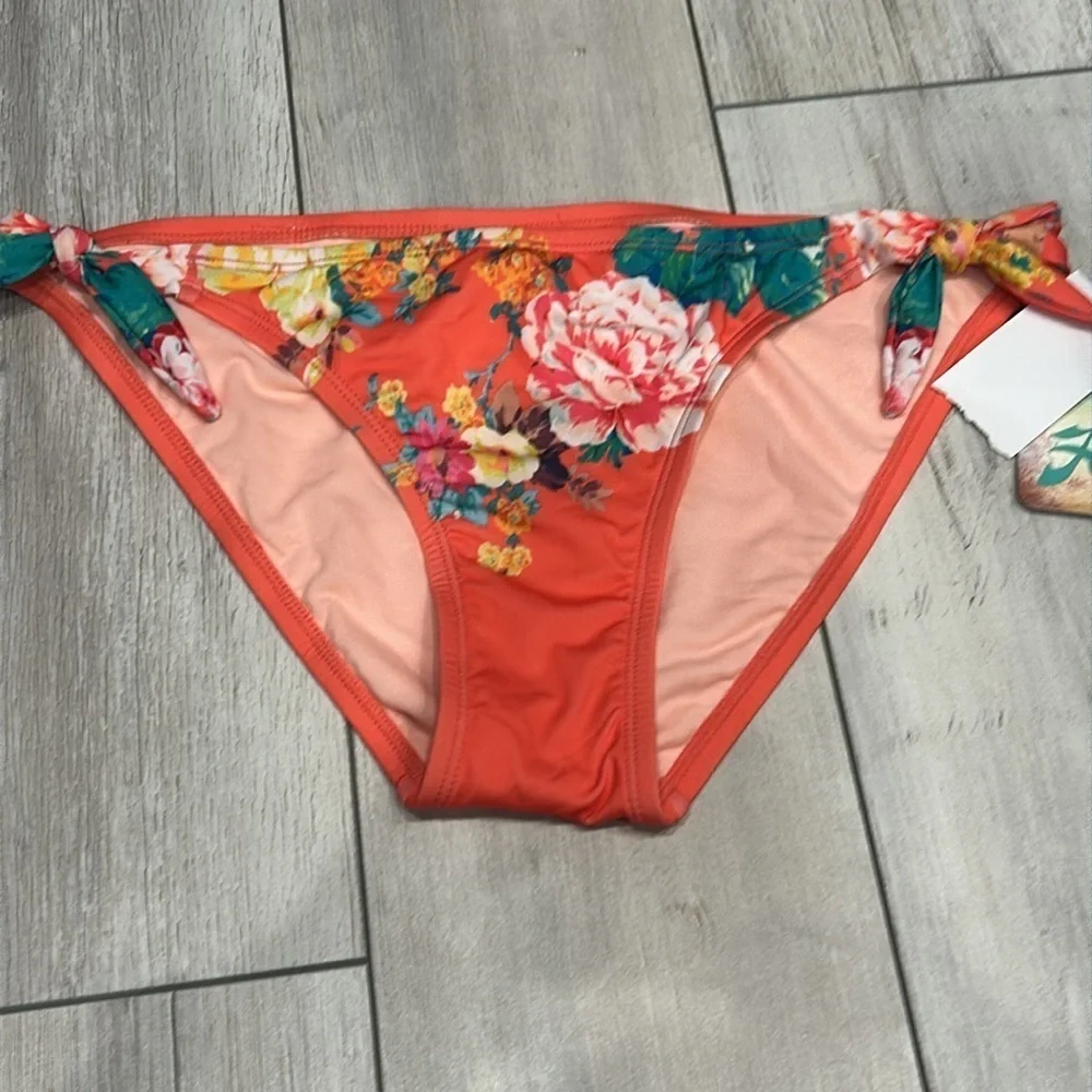 Hobie orange floral swim bikini bottom size large
